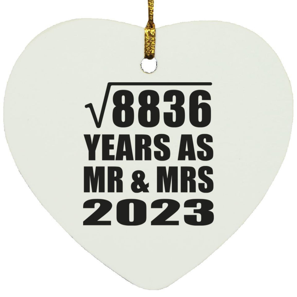 94th Anniversary Square Root of 8836 Years As Mr & Mrs 2023 - Heart Ornament