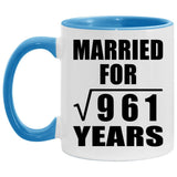 31st Anniversary Married For Square Root of 961 Years - 11oz Accent Mug Blue