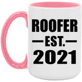 Roofer Established EST. 2021 - 15oz Accent Mug Pink