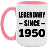 74th Birthday Legendary Since 1950 - 15oz Accent Mug Pink
