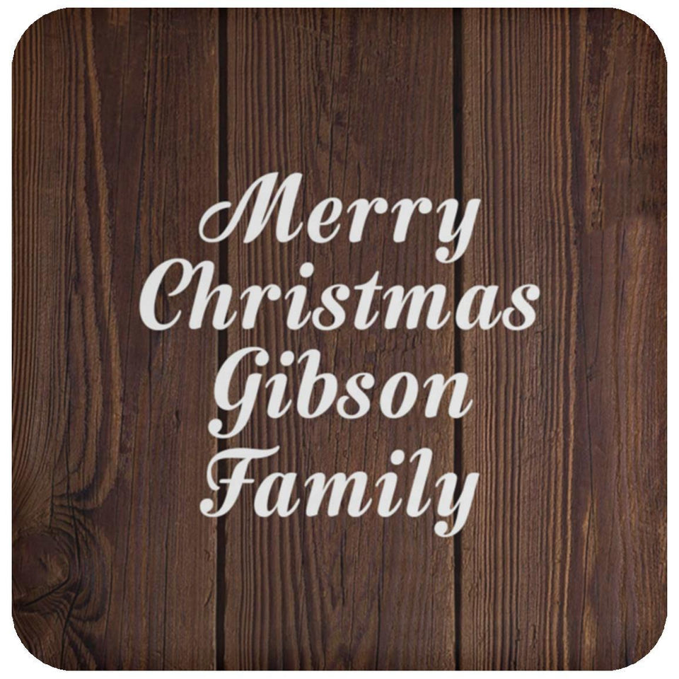 Merry Christmas Gibson Family - Drink Coaster D