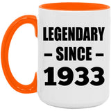 91st Birthday Legendary Since 1933 - 15oz Accent Mug Orange