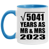 71st Anniversary Square Root of 5041 Years As Mr & Mrs 2023 - 11oz Accent Mug Blue
