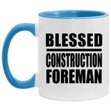 Blessed Construction Foreman - 11oz Accent Mug Blue
