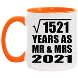 39th Anniversary Square Root of 1521 Years As Mr & Mrs 2021 - 11oz Accent Mug Orange