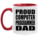 Proud Computer Programmer Dad - 11oz Accent Mug Red