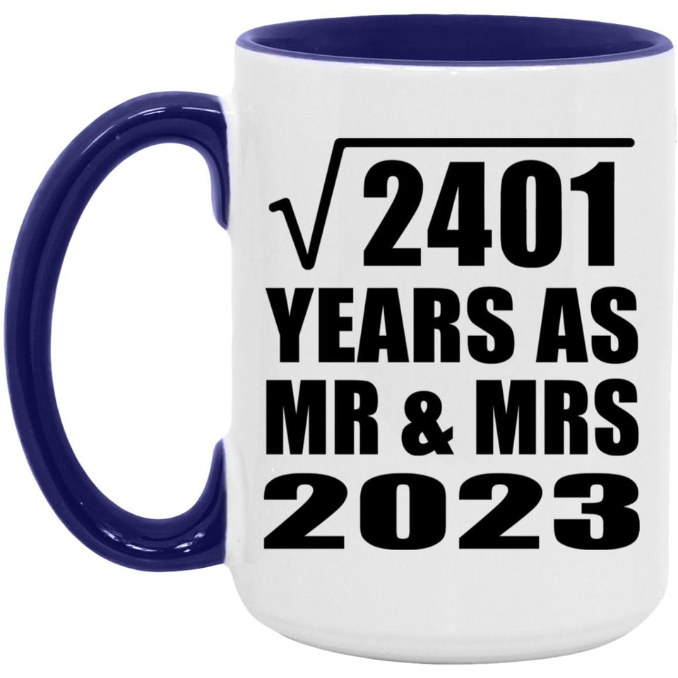 49th Anniversary Square Root of 2401 Years As Mr & Mrs 2023 - 15oz Accent Mug Purple