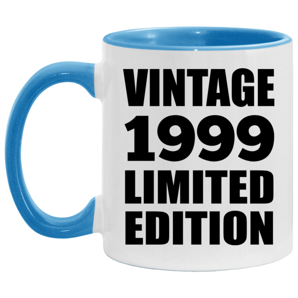 25th Birthday Vintage 1999 Limited Edition - 11oz Accent Mug Blue