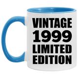 25th Birthday Vintage 1999 Limited Edition - 11oz Accent Mug Blue