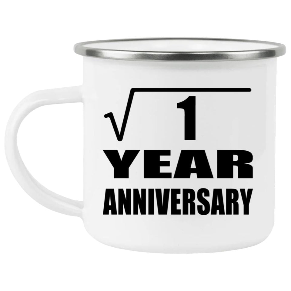 1st Anniversary Square Root of 1 Year Anniversary - 12oz Camping Mug