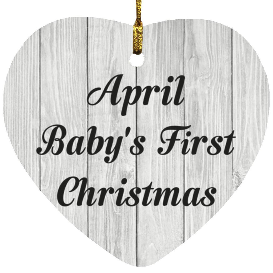 April Baby's First Christmas - Heart Ornament F