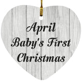 April Baby's First Christmas - Heart Ornament F