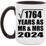 42nd Anniversary Square Root of 1764 Years As Mr & Mrs 2024 - 15oz Accent Mug Black