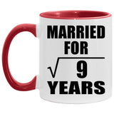 3rd Anniversary Married For Square Root of 9 Years - 11oz Accent Mug Red