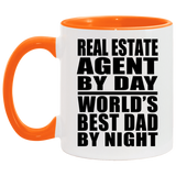 Real Estate Agent By Day World's Best Dad By Night - 11oz Accent Mug Orange