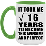 4th Birthday Took Square Root of 16 Years To Awesome - 15oz Accent Mug Green