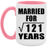 11th Anniversary Married For Square Root of 121 Years - 15oz Accent Mug Pink