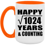 Happy 32nd Anniversary Square Root of 1024 Years & Counting - 15oz Accent Mug Orange