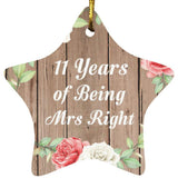 11th Anniversary 11 Years Of Being Mrs Right - Star Ornament B