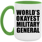 World's Okayest Military General - 15oz Accent Mug Green