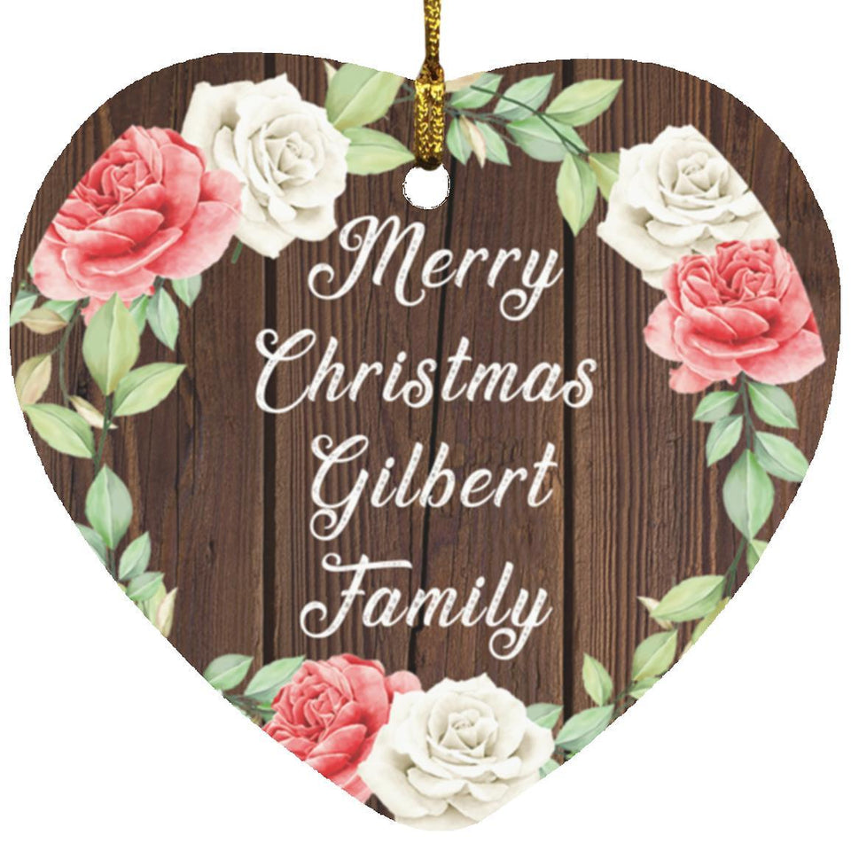 Merry Christmas Gilbert Family - Heart Ornament A