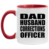 Dad Husband Corrections Officer - 11oz Accent Mug Red