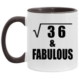 6th Birthday Square Root of 36 & Fabulous - 11oz Accent Mug Black