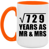 27th Anniversary Square Root of 729 Years As Mr & Mrs - 15oz Accent Mug Orange