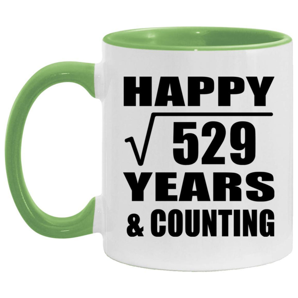 Happy 23rd Anniversary Square Root of 529 Years & Counting - 11oz Accent Mug Green