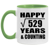 Happy 23rd Anniversary Square Root of 529 Years & Counting - 11oz Accent Mug Green