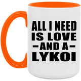 All I Need Is Love And A Lykoi - 15oz Accent Mug Orange