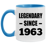61st Birthday Legendary Since 1963 - 11oz Accent Mug Blue