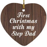 First Christmas With My Step Dad - Heart Ornament D
