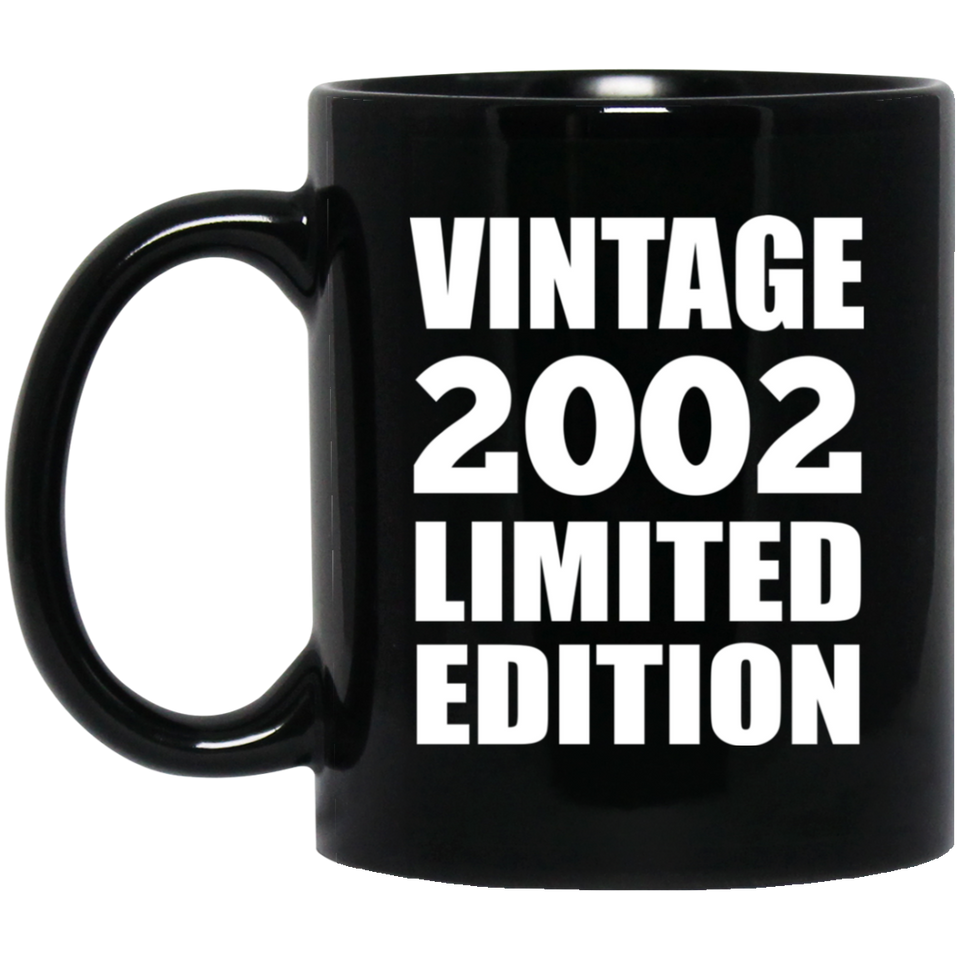 22nd Birthday Vintage 2002 Limited Edition - 11oz Coffee Mug Black