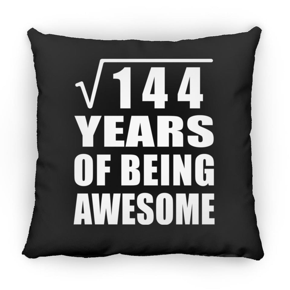 12th Birthday Square Root of 144 Years of Being Awesome - Throw Pillow Black