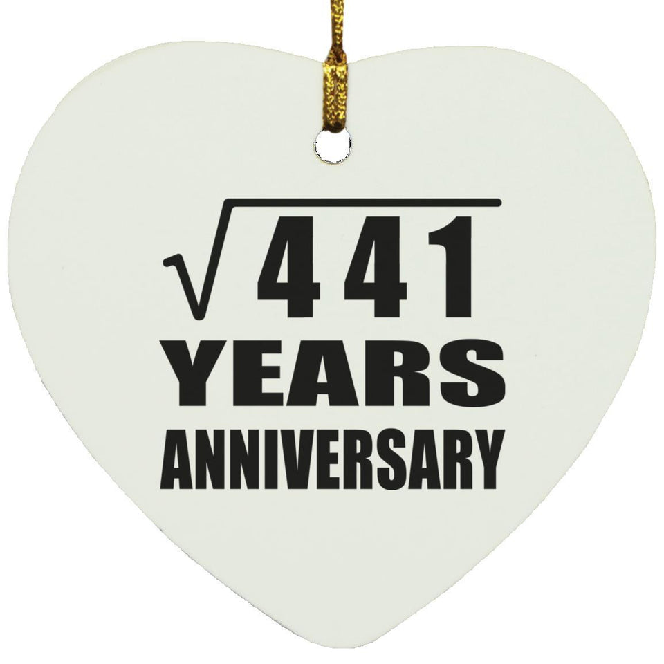 21st Anniversary Square Root of 441 Years Anniversary - Heart Ornament