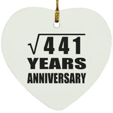21st Anniversary Square Root of 441 Years Anniversary - Heart Ornament