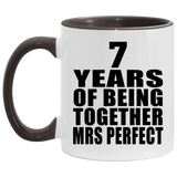 7th Anniversary 7 Years Of Being Mrs Perfect - 11oz Accent Mug Black