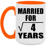 2nd Anniversary Married For Square Root of 4 Years - 15oz Accent Mug Orange