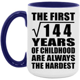 12th Birthday Square Root of 144 Years of Childhood - 15oz Accent Mug Purple