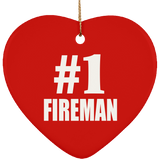 Number One #1 Fireman - Heart Ornament