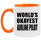 World's Okayest Airline Pilot - 11oz Accent Mug Orange