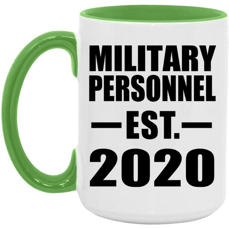Military Personnel Established EST. 2020 - 15oz Accent Mug Green