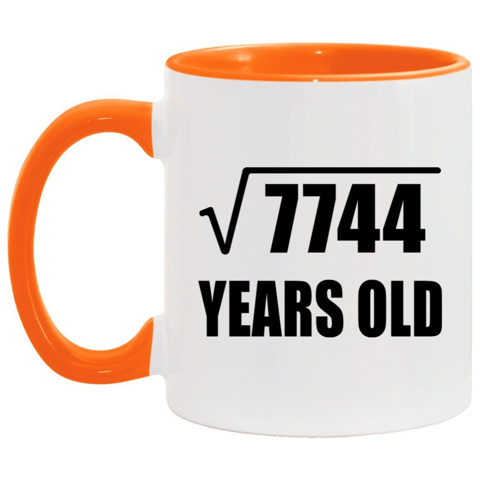 88th Birthday Square Root of 7744 Years Old - 11oz Accent Mug Orange