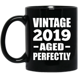 5th Birthday Vintage 2019 Aged Perfectly - 11oz Coffee Mug Black