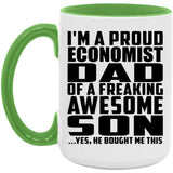 Proud Economist Dad Of Awesome Son - 15oz Accent Mug Green