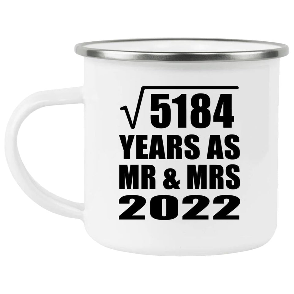 72nd Anniversary Square Root of 5184 Years As Mr & Mrs 2022 - 12oz Camping Mug