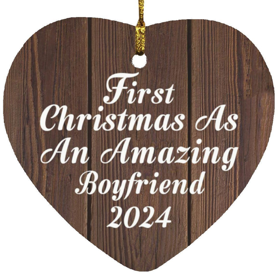 First Christmas As An Amazing Boyfriend 2024 - Heart Ornament D