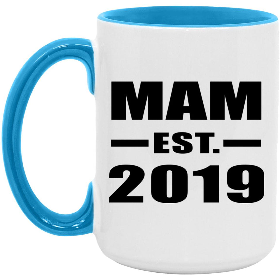 Mam Established EST. 2019 - 15oz Accent Mug Blue