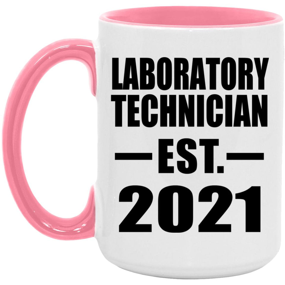 Laboratory Technician Established EST. 2021 - 15oz Accent Mug Pink